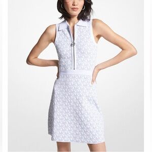 New! Michael Kors White and Gray Patterned Mini Dress